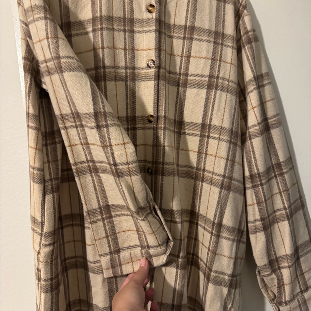 Plaid Beige Women's Cardigan